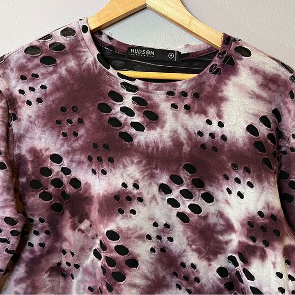 Hudson Outerwear Purple Tie Dye Crew Neck Sweatshirt Women’s Size M - Picture 6 of 10